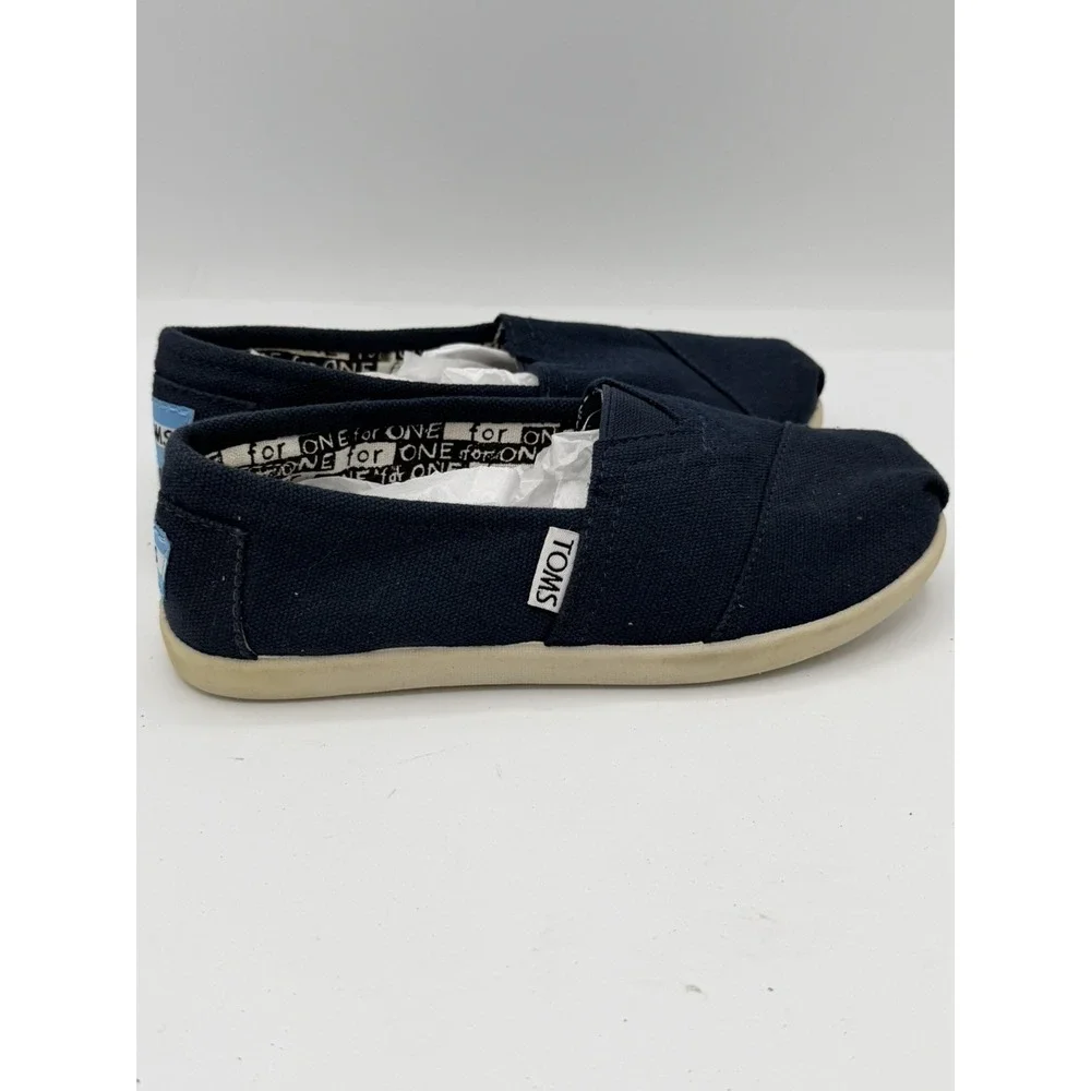 TOMS Alpargata Girls Navy Canvas Slip On Shoes Size Y13